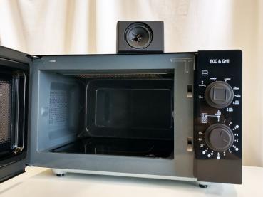 Preview: Mikrowelle mit geöffneter Tür und AudioBox