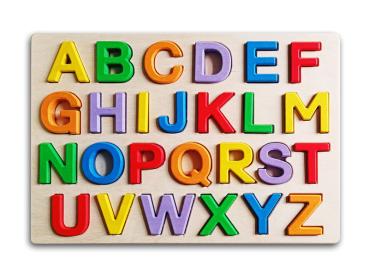 Gesamtansicht des Buchstabenbretts mit allen Buchstaben