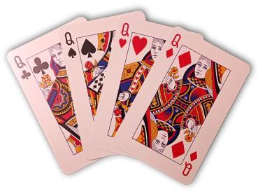 Die vier Damen des Großdruckkartenspiels.