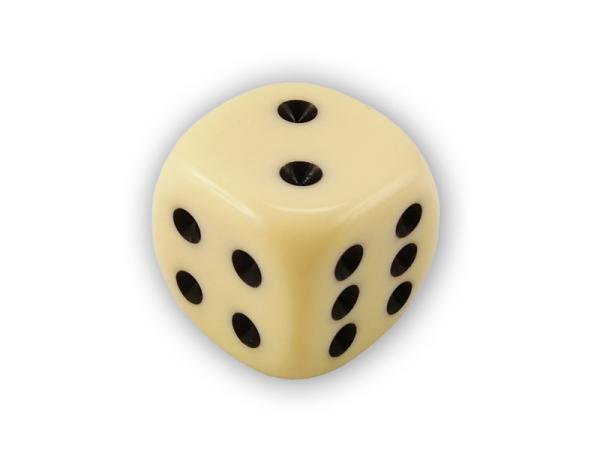 Spielewürfel weiß-schwarz, Frontalansicht