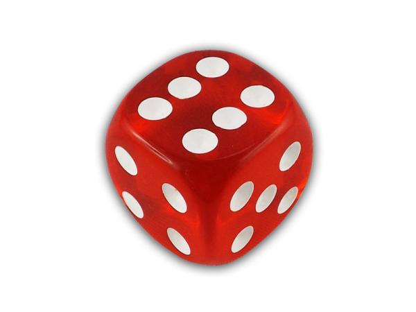 Spielewürfel rot-weiß, Frontalansicht