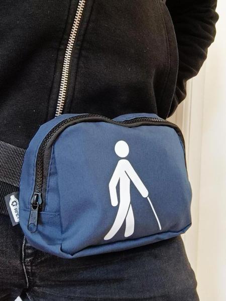 Anwendungsbeispiel zeigt Benutzung als Hüftgürteltasche.