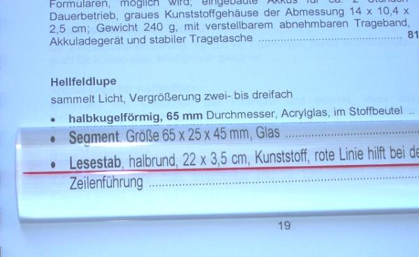 Lesestab aus Kunststoff
